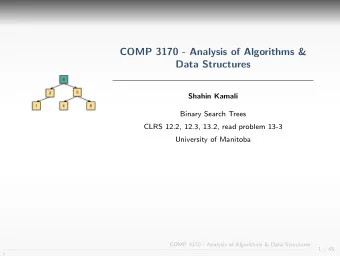 COMP 3170 - Analysis of Algorithms &amp;  Data Structures  Shahin Kamali  Binary Search Trees  CLRS