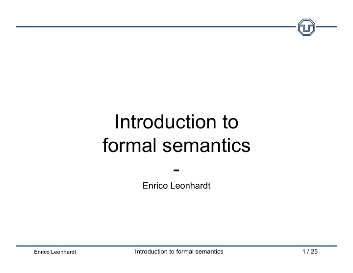 introduction to formal semantics