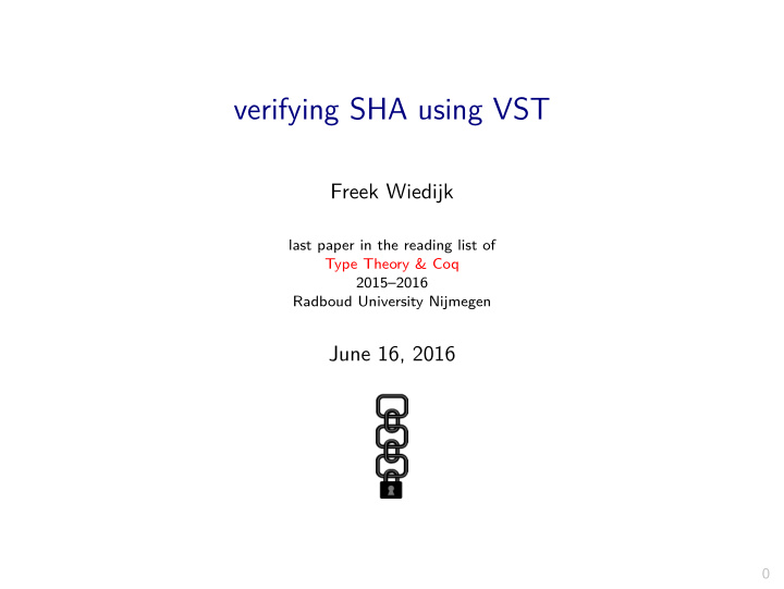 verifying sha using vst