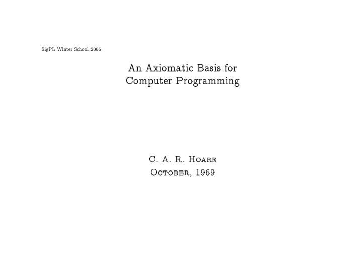 an axiomatic basis for computer programming