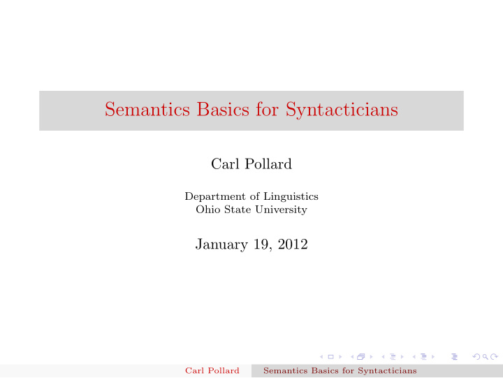 semantics basics for syntacticians