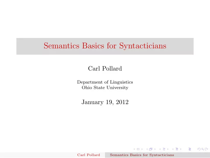 semantics basics for syntacticians