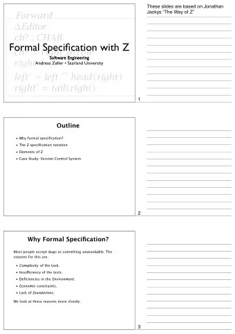 Formal Specification with Z ch ? = right arrow  Software Engineering  Software Engineering right