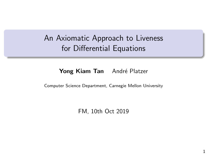 an axiomatic approach to liveness for differential