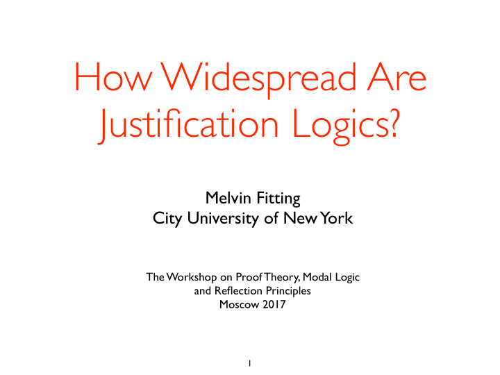 how widespread are justification logics