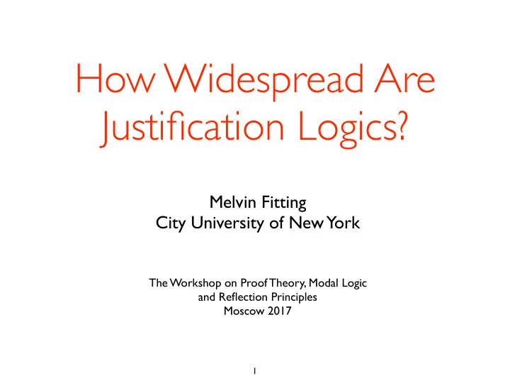 how widespread are justification logics