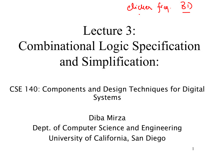 lecture 3 combinational logic specification and