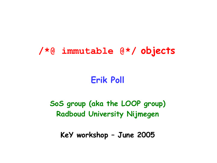 immutable objects