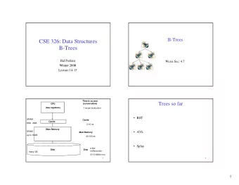 CSE 326: Data Structures  B-Trees  Hal Perkins  Weiss Sec. 4.7  Winter 2008  Winter 2008  Lecture