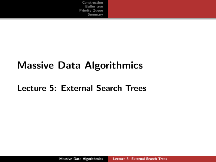 massive data algorithmics