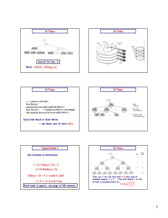 (  (  )  )  ( )  ( )      =  =   Work =  h log t  n  B-  B  -Trees  Trees  B  B-  -Trees