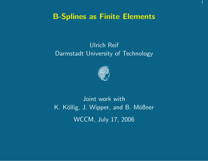 b splines as finite elements