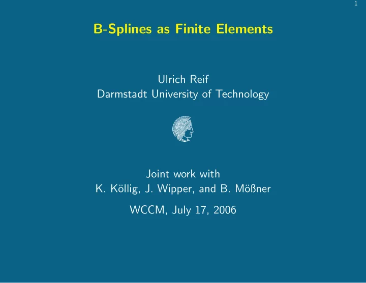 b splines as finite elements