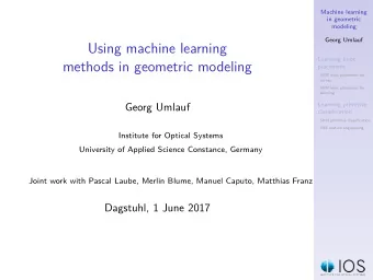 Using machine learning  Learning knot  methods in geometric modeling  placement  SVM knot placement