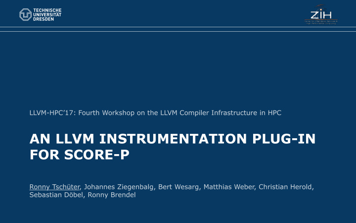 an llvm instrumentation plug in for score p performance