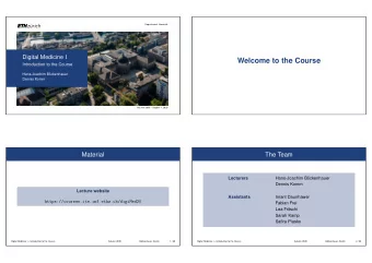 Welcome to the Course  Introduction to the Course  Hans-Joachim Bckenhauer  Dennis Komm  Autumn