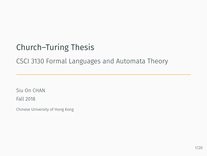 church turing thesis