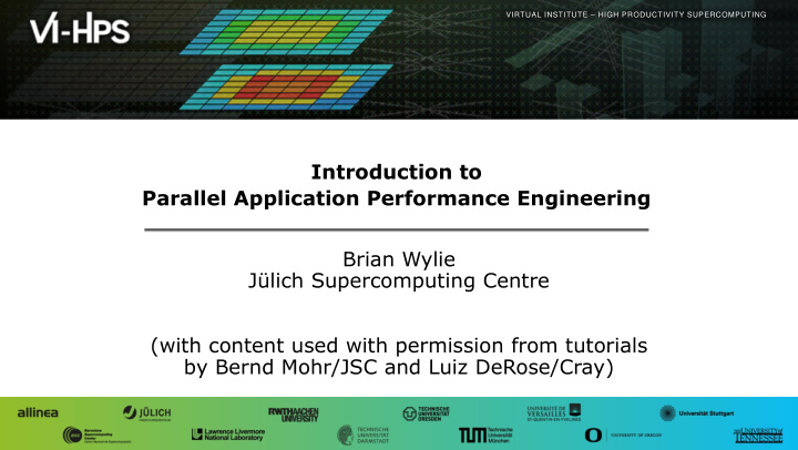 introduction to parallel application performance