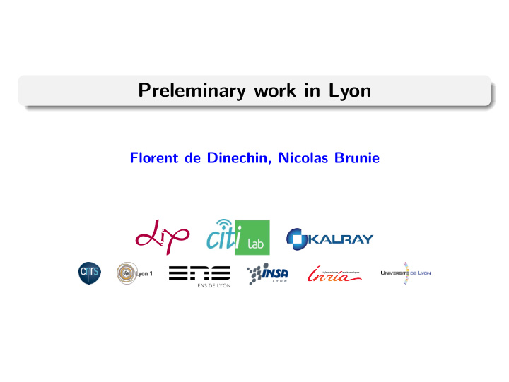 preleminary work in lyon