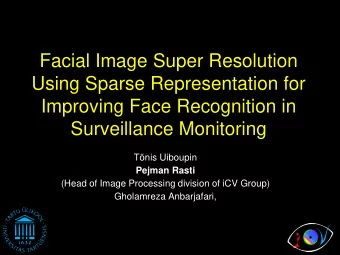 Surveillance Monitoring  Tnis Uiboupin  Pejman Rasti  (Head of Image Processing division of iCV