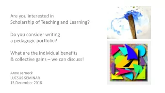 Are you interested in  Scholarship of Teaching and Learning?  Do you consider writing  a pedagogic