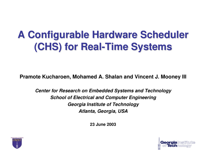a configurable hardware scheduler a configurable hardware