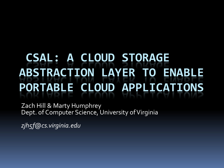 csal a cloud storage abstraction layer to enable portable