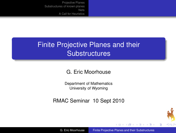 finite projective planes and their substructures