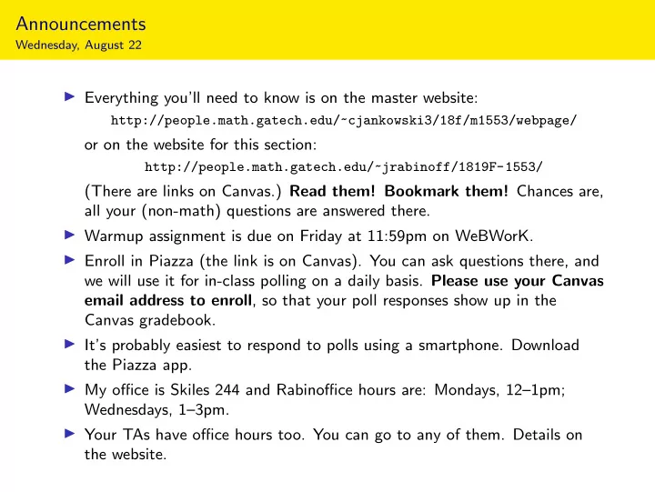 announcements