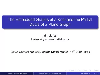 The Embedded Graphs of a Knot and the Partial  Duals of a Plane Graph  Iain Moffatt  University of