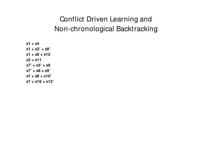 conflict driven learning and non chronological