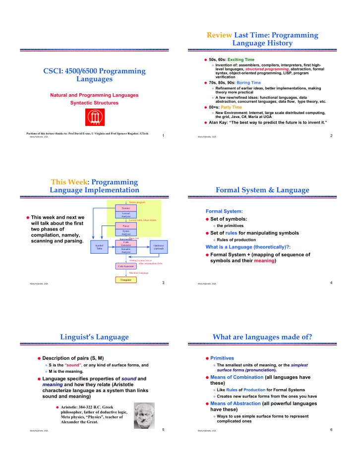 review last time programming language history
