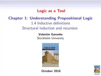 Logic as a Tool  Chapter 1: Understanding Propositional Logic  1.4 Inductive definitions