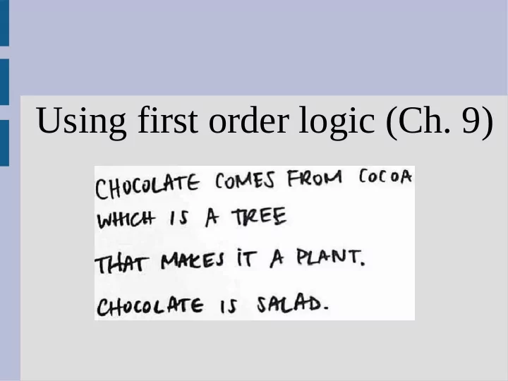 using first order logic ch 9 backward chaining