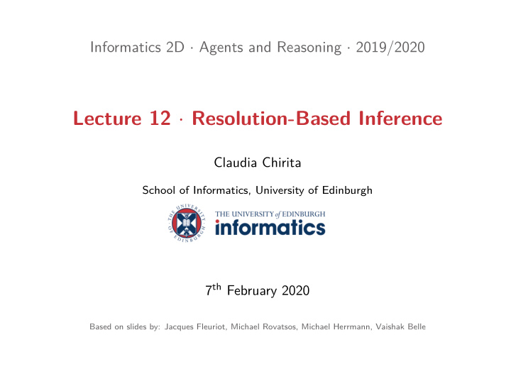 lecture 12 resolution based inference