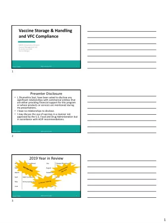 Vaccine Storage &amp; Handling  and VFC Compliance  MDPH Immunization Division  Vaccine Management