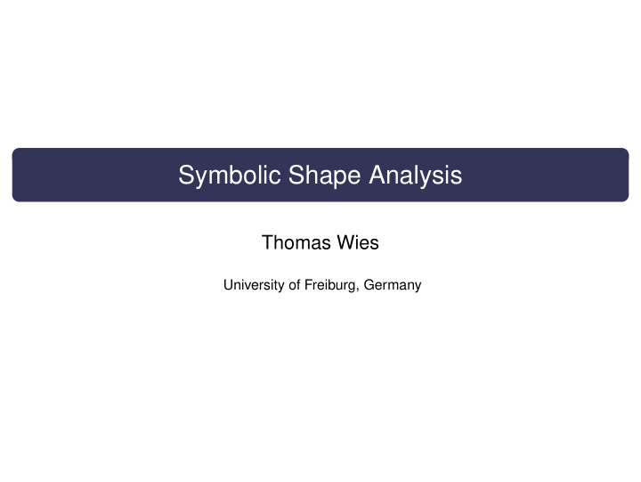 symbolic shape analysis