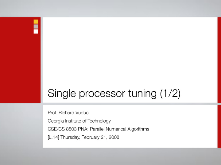 single processor tuning 1 2