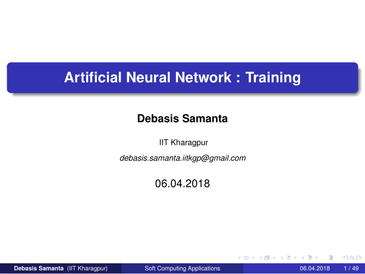 artificial neural network training