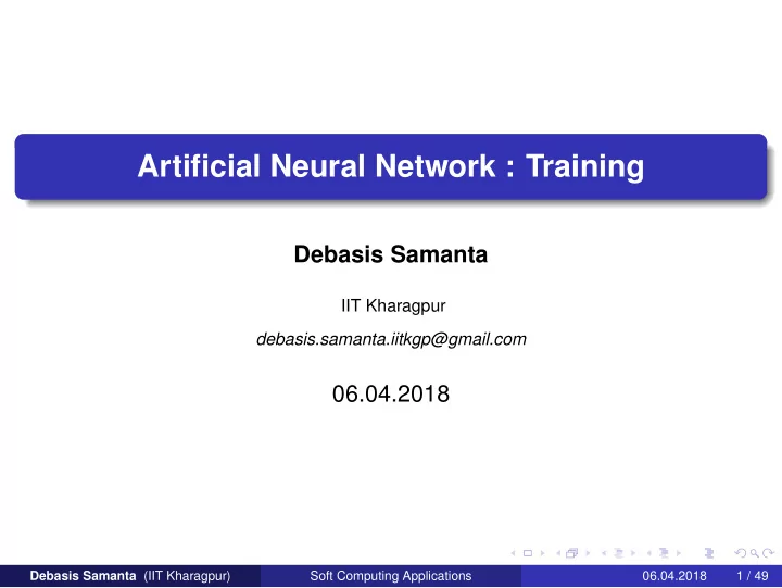 artificial neural network training