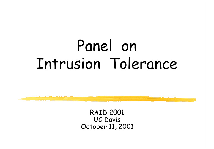 panel on intrusion tolerance