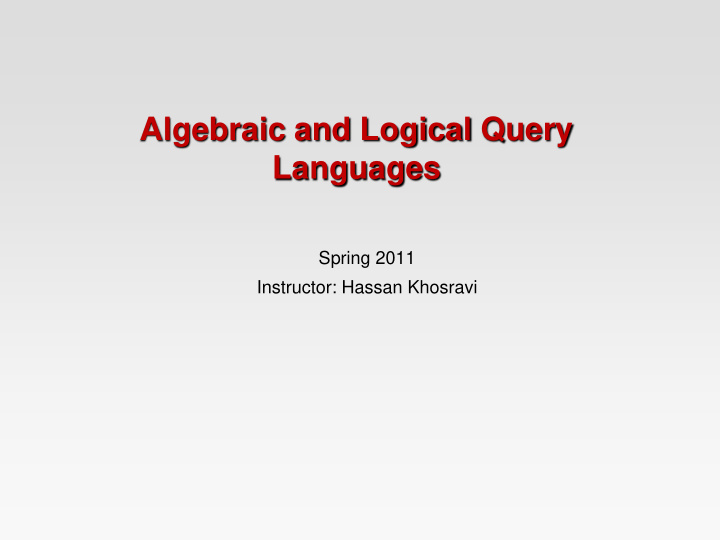 algebraic and logical query languages