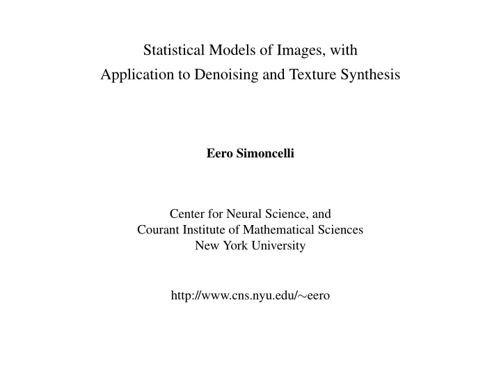 statistical models of images with application to