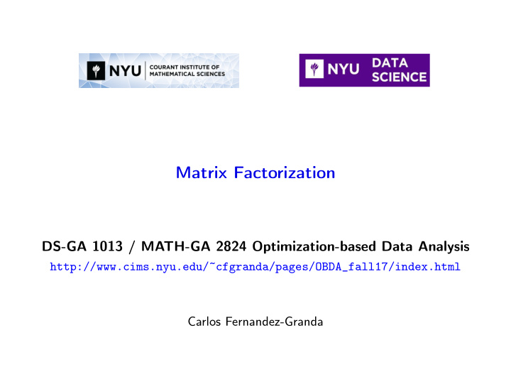 matrix factorization