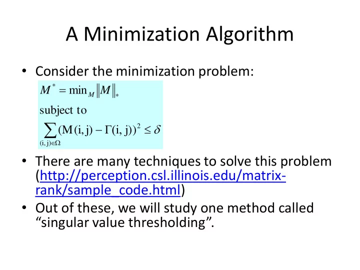a minimization algorithm