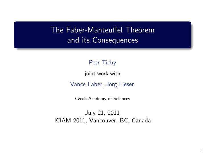 the faber manteuffel theorem and its consequences