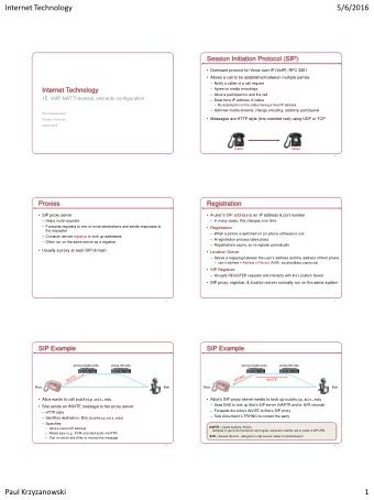 Internet Technology  5/6/2016  Session Initiation Protocol (SIP)  Dominant protocol for Voice