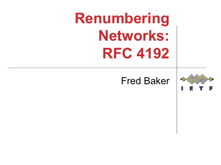 renumbering networks rfc 4192
