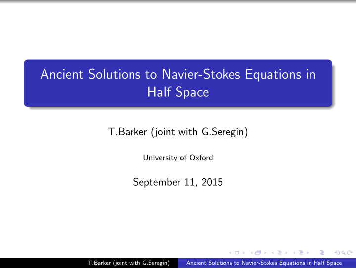 ancient solutions to navier stokes equations in half space