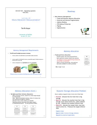 Main Memory Management   External and Internal Fragmentation   Address Binding   HW